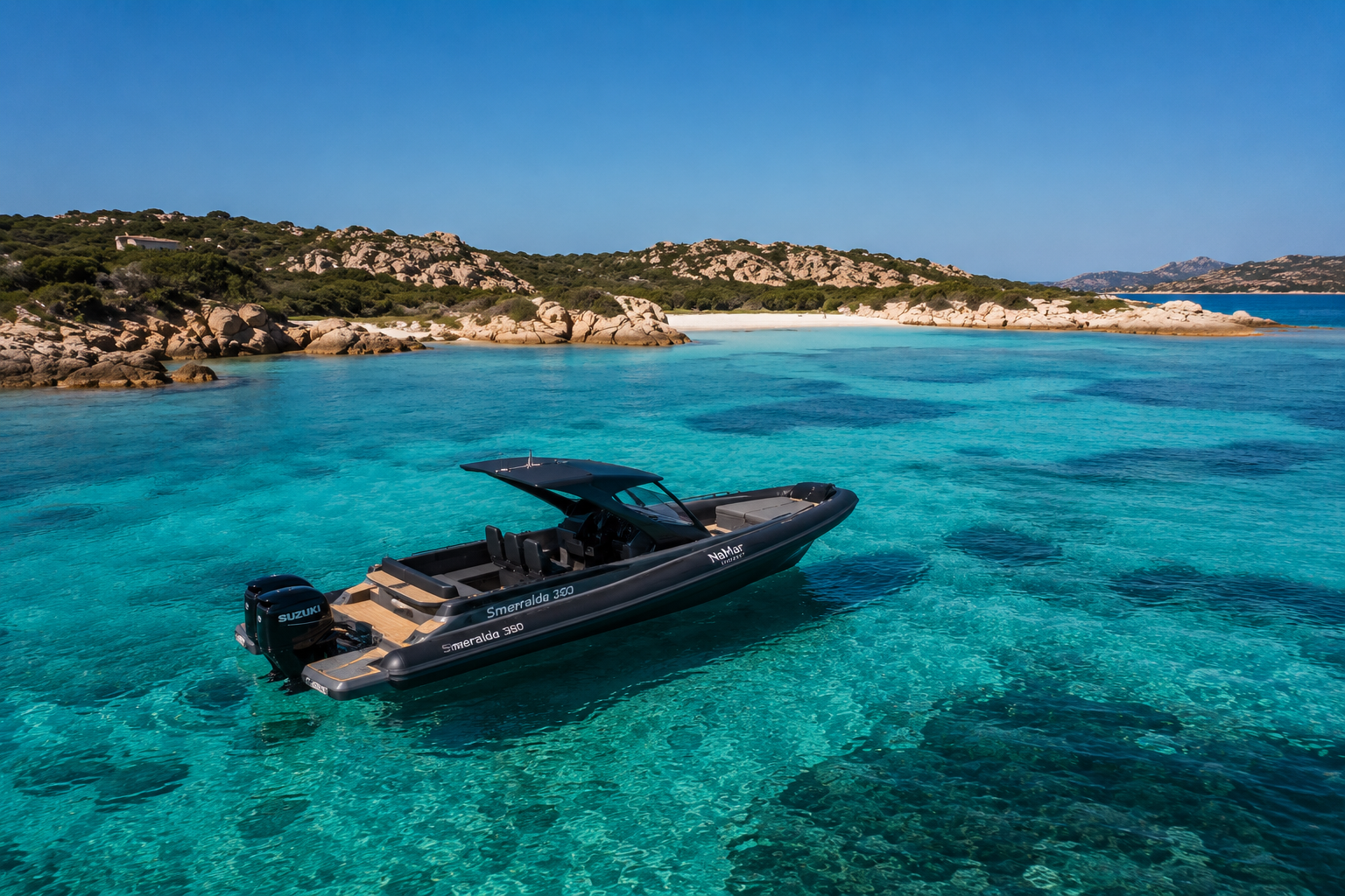 Gommone davanti a soffi